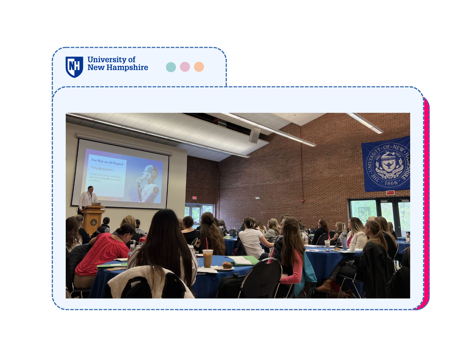 Alec presenting an AI marketing talk at the University of New Hampshire
